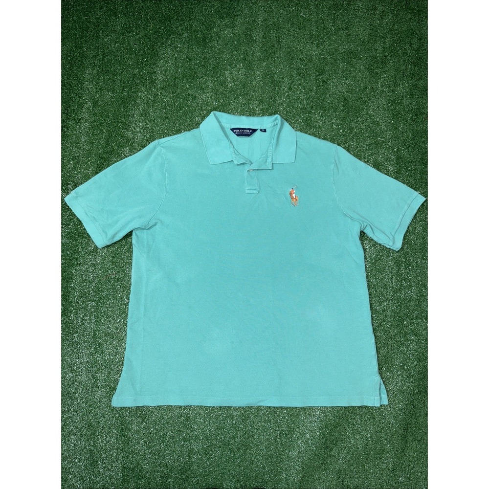 Ralph Lauren Golf Polo Mens Shirt X-Large Teal‎ Performance Pima Cotton LOGO